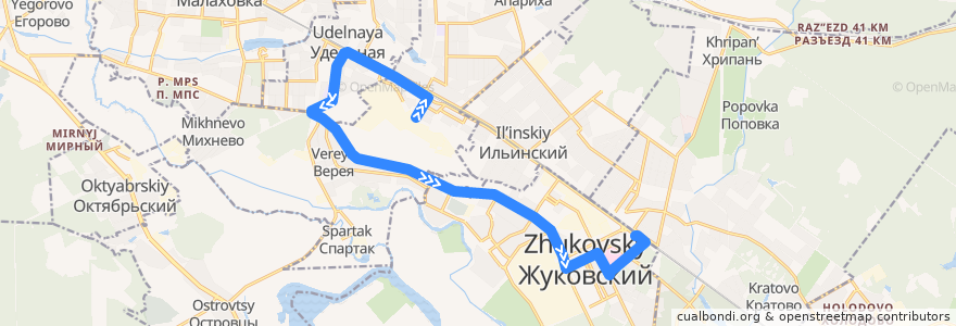 Mapa del recorrido Автобус №23: аэропорт "Быково" - пл. "Отдых" de la línea  en Ramensky District.