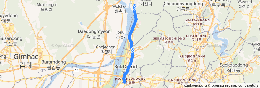 Mapa del recorrido 24 de la línea  en 북구.