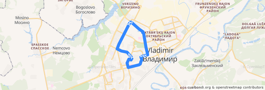 Mapa del recorrido Автобус №5а: Кольцевой (внутреннее кольцо) de la línea  en городской округ Владимир.