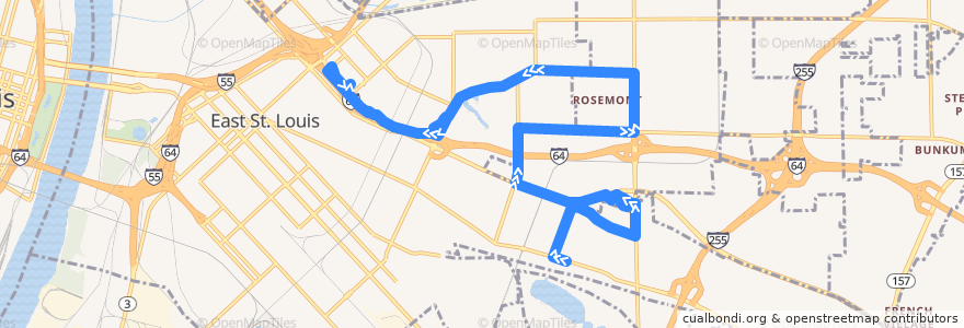 Mapa del recorrido MetroBus 6 Rosemont (westbound) de la línea  en Иллинойс.