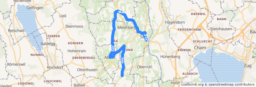 Mapa del recorrido Bus 347: Sins => Fenkirchen de la línea  en Bezirk Muri.