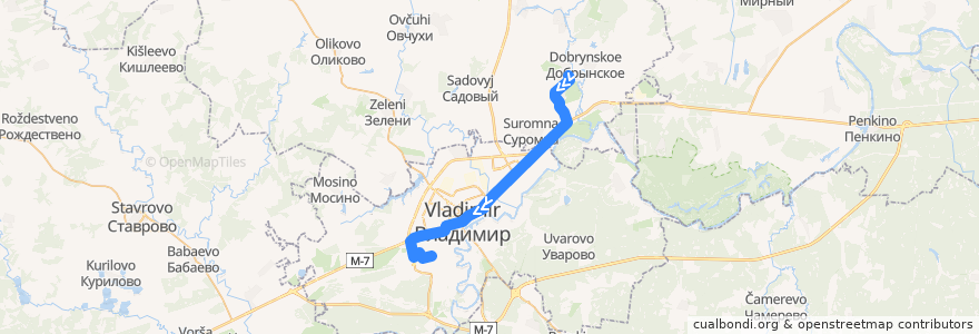 Mapa del recorrido Автобус №152: Ославское -> Микрорайон 8-ЮЗ de la línea  en Владимирская область.