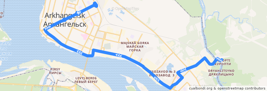 Mapa del recorrido Автобус 4 de la línea  en Arkhangelsk Urban Okrug.