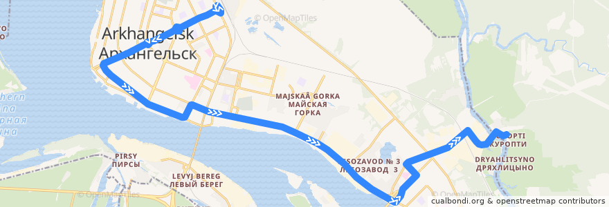 Mapa del recorrido Автобус 4 de la línea  en городской округ Архангельск.