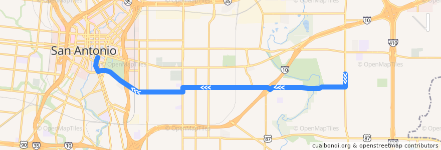 Mapa del recorrido Martin Luther King de la línea  en San Antonio.