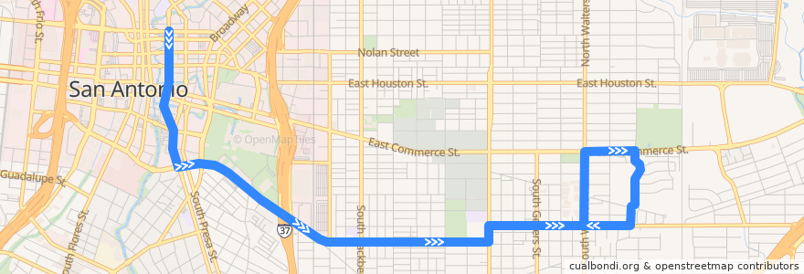 Mapa del recorrido Martin Luther King de la línea  en Сан-Антонио.