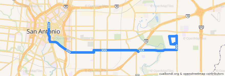 Mapa del recorrido Martin Luther King de la línea  en San Antonio.