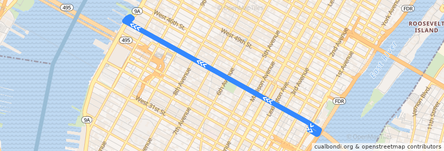 Mapa del recorrido NYCB - M42 de la línea  en Манхэттен.