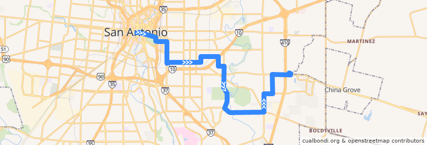 Mapa del recorrido Porter de la línea  en San Antonio.