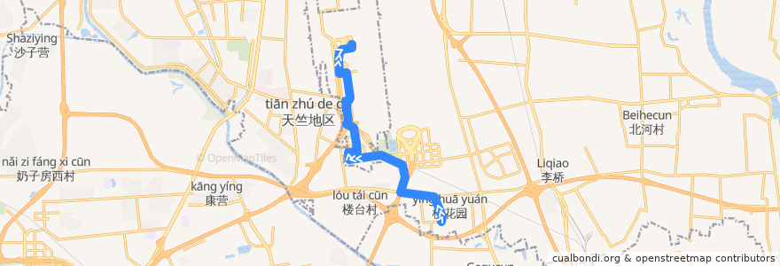 Mapa del recorrido Bus 空港1: 樱花园 => 二号航站楼 de la línea  en 顺义区.