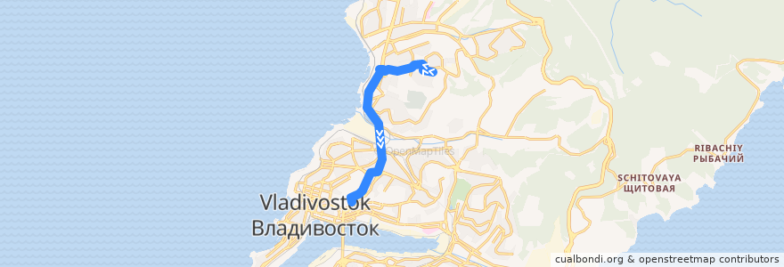 Mapa del recorrido Автобус 85: Карбышева - Фуникулёр de la línea  en Владивостокский городской округ.