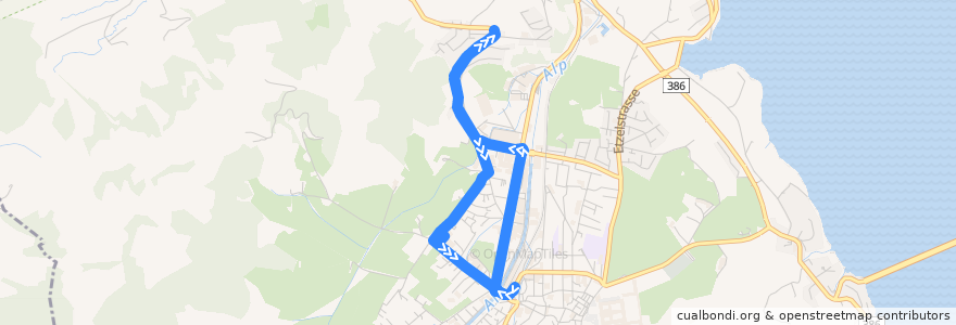 Mapa del recorrido Bus 563: Einsiedeln, Bahnhof => Bennau, Schnabelsberg => Einsiedeln, Bahnhof de la línea  en Einsiedeln.