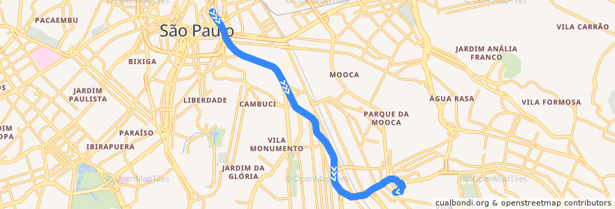 Mapa del recorrido 5109-10 Terminal V. Prudente de la línea  en São Paulo.