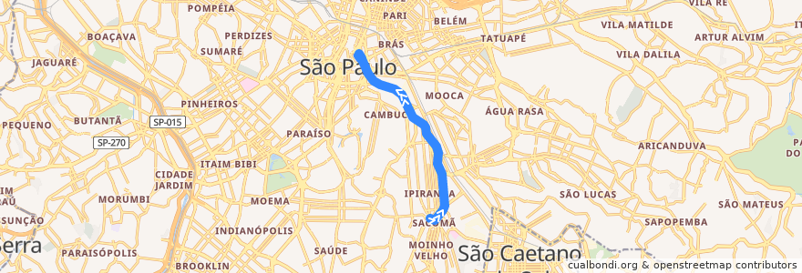 Mapa del recorrido 5105-10 Terminal Sacomã de la línea  en 상파울루.