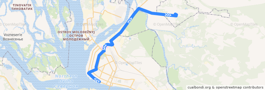 Mapa del recorrido Автобус 12 de la línea  en городской округ Архангельск.