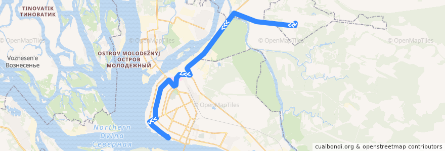 Mapa del recorrido Автобус 12 de la línea  en городской округ Архангельск.