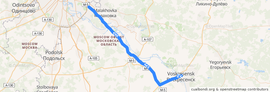 Mapa del recorrido Автобус 358: Воскресенск - Москва de la línea  en Московская область.