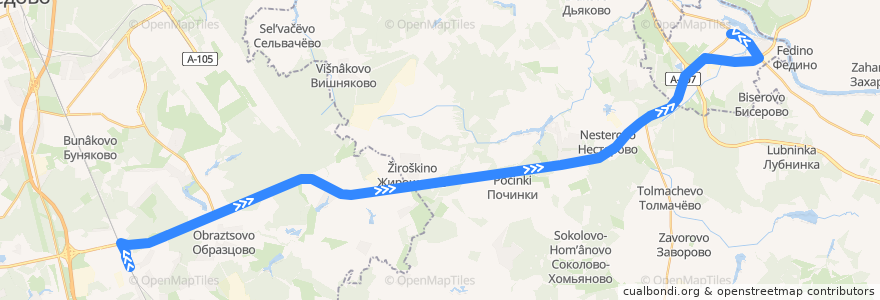 Mapa del recorrido Автобус №63: Белые Столбы - Бронницы de la línea  en Московская область.