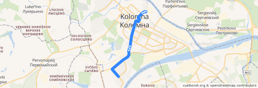 Mapa del recorrido Трамвай №10: станция Коломна - улица Спирина de la línea  en городской округ Коломна.