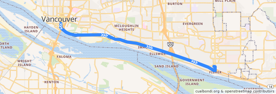 Mapa del recorrido Bus 41: Vancouver City Center => Fisher's Landing de la línea  en Vancouver.