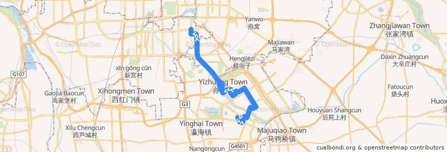 Mapa del recorrido Bus 665: 泰河园小区 => 北京南站南广场 de la línea  en 베이징시.