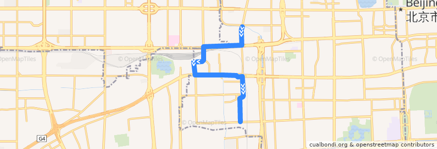 Mapa del recorrido Bus 45: 动物园 => 高楼村 de la línea  en 北京市.