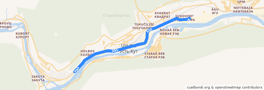 Mapa del recorrido Курорт — Восточный порт de la línea  en Усть-Кутское городское поселение.