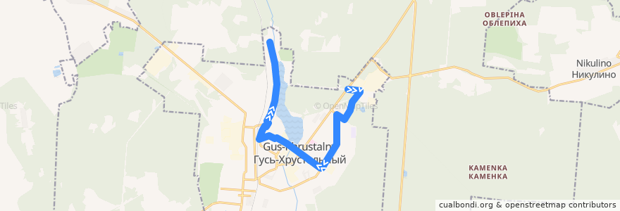 Mapa del recorrido Автобус № 6: ГИС (НИИ Стекла) => п.Лесной de la línea  en городской округ Гусь-Хрустальный.