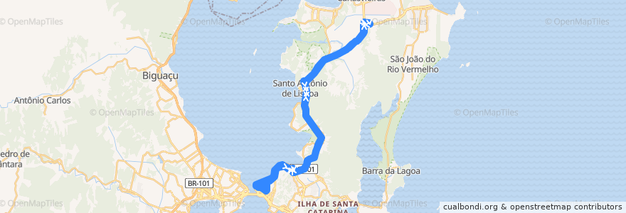 Mapa del recorrido Ônibus 230: Canasvieiras via Gama D'Eça de la línea  en 弗洛里亚诺波利斯.