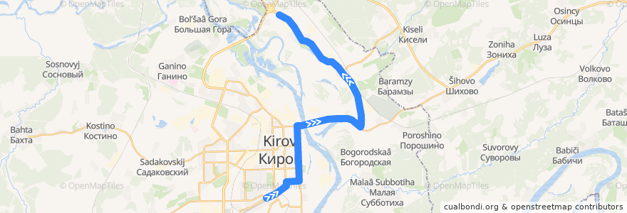 Mapa del recorrido Автобус №3: Железнодорожный вокзал — АЗС de la línea  en городской округ Киров.