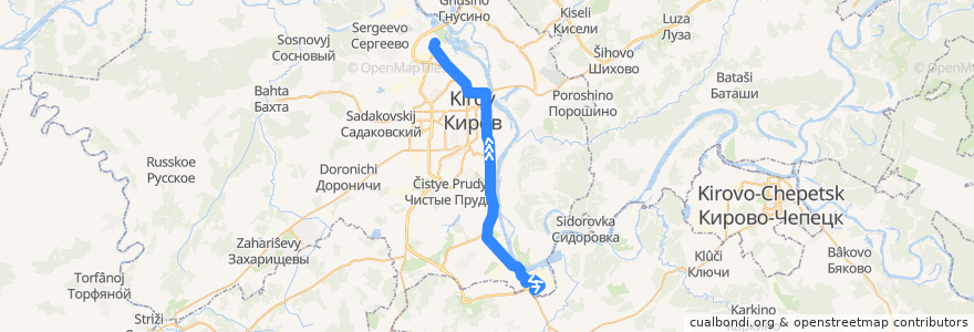 Mapa del recorrido Автобус №86: Улица Кирова — Северная больница de la línea  en городской округ Киров.