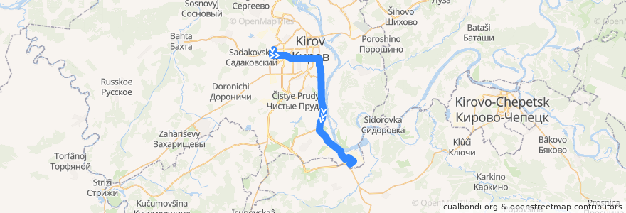 Mapa del recorrido Автобус №87: Улица Андрея Упита — Улица Кирова de la línea  en городской округ Киров.