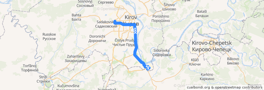 Mapa del recorrido Автобус №87: Улица Кирова — Улица Андрея Упита de la línea  en городской округ Киров.