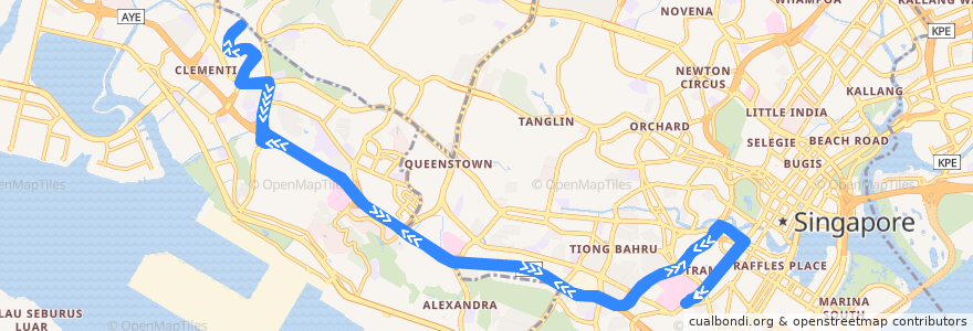 Mapa del recorrido Svc CT28 (New Bridge Road Terminal => New Bridge Road Terminal) de la línea  en Singapore.