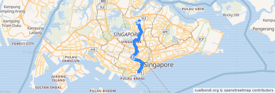 Mapa del recorrido Svc 128 (Ang Mo Kio Depot => Shenton Way Terminal) de la línea  en Central.