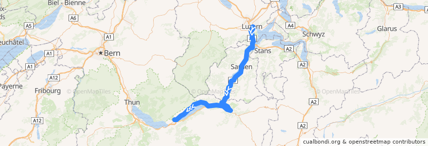 Mapa del recorrido IR 470: Luzern-Interlaken Express de la línea  en Switzerland.