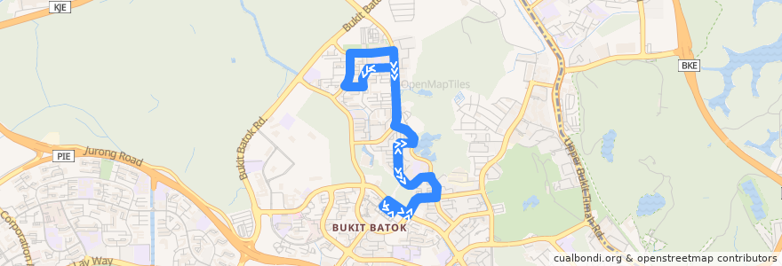 Mapa del recorrido Svc 945 (Bukit Batok Interchange => Bukit Batok Interchange) de la línea  en 西南区.
