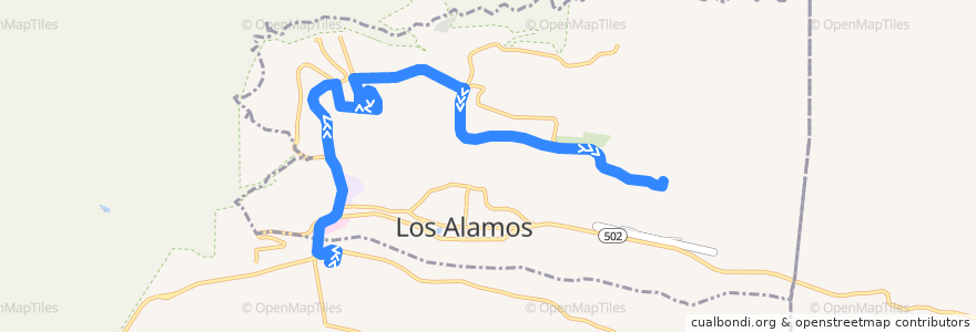 Mapa del recorrido Route 6: North Mesa Outbound de la línea  en Los Alamos.