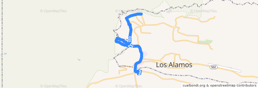 Mapa del recorrido Route 4: North Community Outbound de la línea  en Los Alamos County.