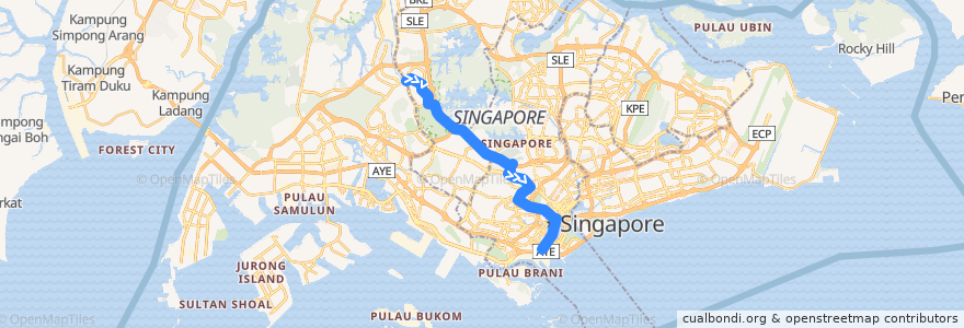 Mapa del recorrido Svc 700 (Bukit Panjang Temporary Bus Park => After Shenton Way) de la línea  en سنگاپور.