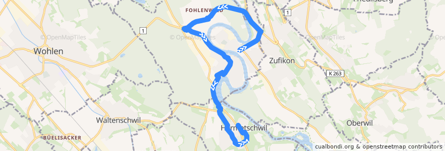 Mapa del recorrido Bus 339: Bremgarten => Hermetschwil de la línea  en Bremgarten.