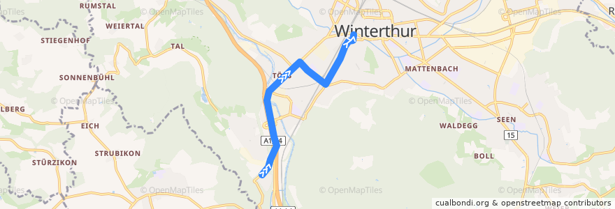 Mapa del recorrido Bus 11 Steig => Archstrasse/HB de la línea  en Winterthur.