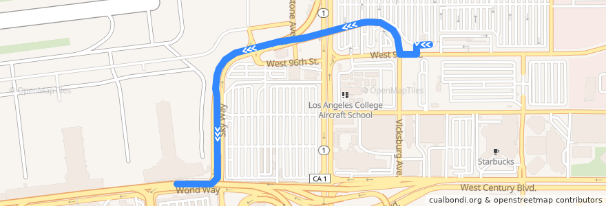 Mapa del recorrido LAX Lot C Shuttle de la línea  en Los Angeles.