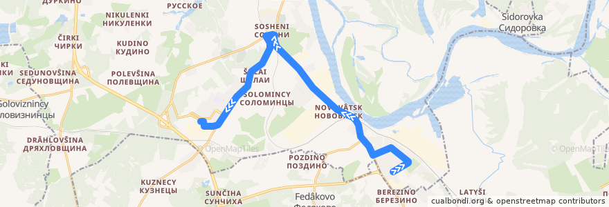 Mapa del recorrido Автобус №52: Улица Кирова — Сельский строительный комбинат de la línea  en городской округ Киров.