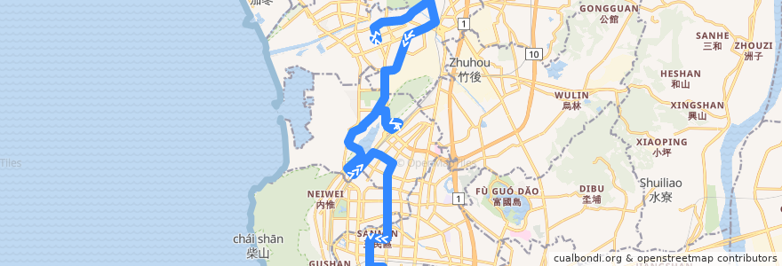 Mapa del recorrido 301路(往程) de la línea  en 高雄市.