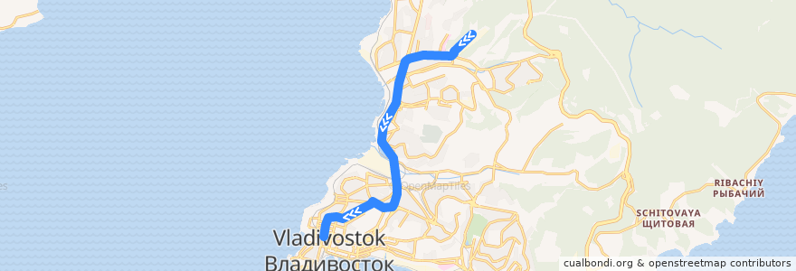 Mapa del recorrido Автобус 40: Завод "Варяг" - Семёновская de la línea  en Владивостокский городской округ.