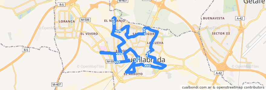 Mapa del recorrido Línea 2 de la línea  en Fuenlabrada.