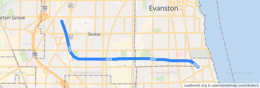 Mapa del recorrido Yellow Line: Howard to Dempster-Skokie de la línea  en 일리노이.