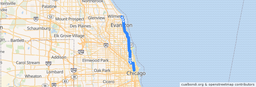 Mapa del recorrido Purple Line to The Loop de la línea  en Illinois.