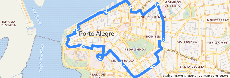 Mapa del recorrido C2 - Circular Praça XV de la línea  en 포르투알레그리.